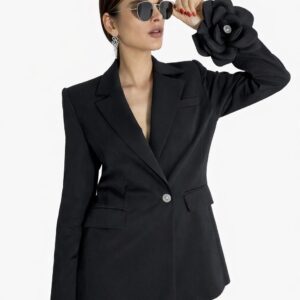 Noir Elegance - Sacou cu floare detasabila